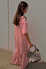 Red Stripe Jersey Dress