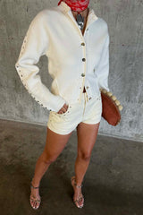 Ecru Studded Cardigan