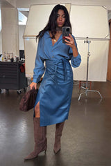 Teal Vegan Leather Jaspre Skirt