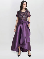 Gina Bacconi Noemi Embroidered High Low Maxi Dress