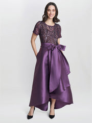 Gina Bacconi Noemi Embroidered High Low Maxi Dress