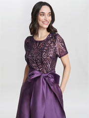 Gina Bacconi Noemi Embroidered High Low Maxi Dress