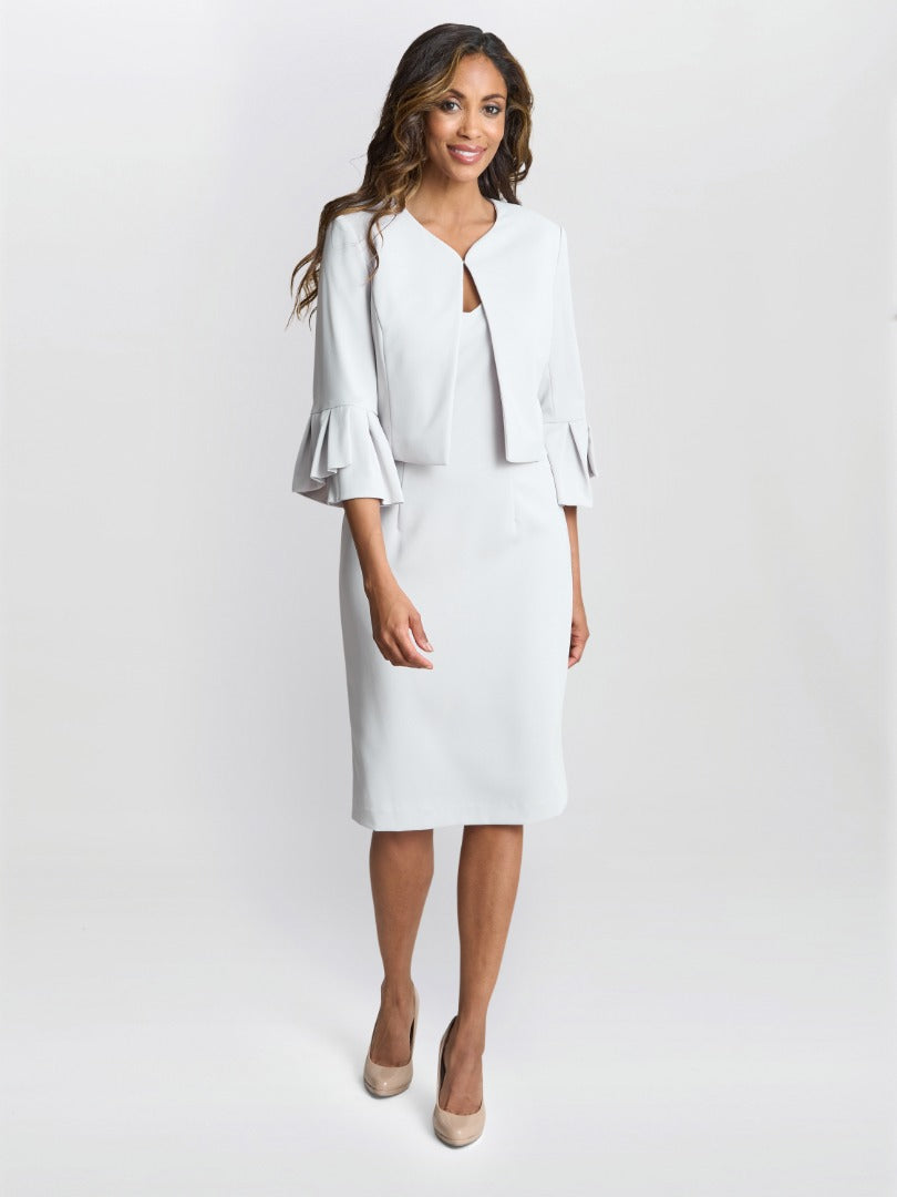 Gina Bacconi Silver Mist Gigi Moss Crepe Bolero