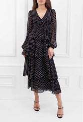 Honor Gold Black Serena Polka Dot Midi Dress