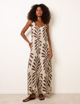 Jumpsuit With Floral & Leaf Print