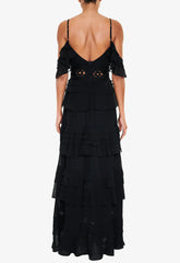 True Decadence Black Maxi Crochet Maxi Dress