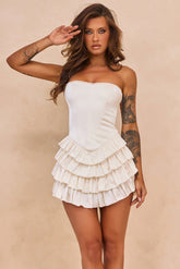 Velour Reverie Satin Mini Dress - Cream