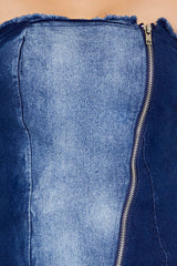 Zip-Up Denim Tube Mini Dress