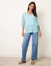 Sun Flower Lace Sleeve Blouse