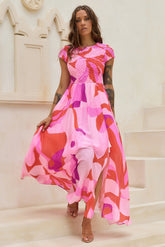 You For Me Woven Maxi Dress - Pink Multi