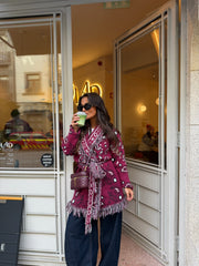 Bandana Long Jacket in Burgundy