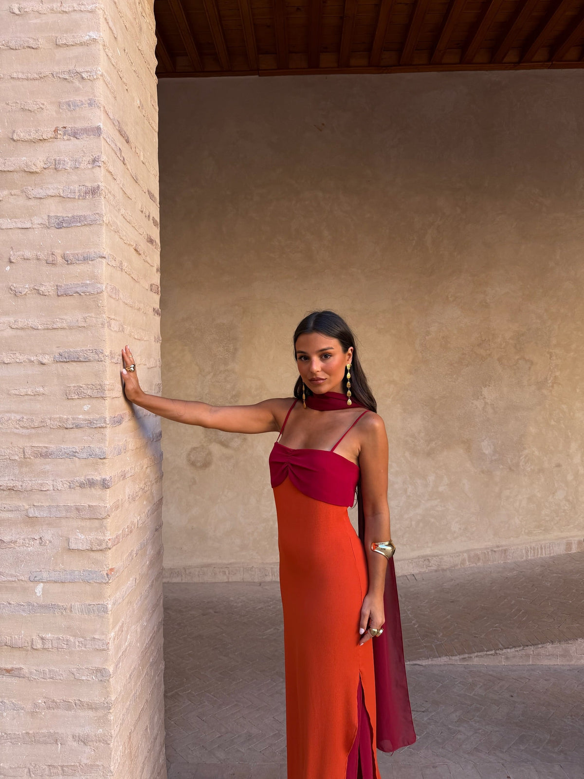 Zahara Dress in Orange and Red - Shipping/Envio 25/05 to 29/05
