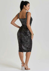 LBD Collection Gunmetal Black Ruby Sequin Dress