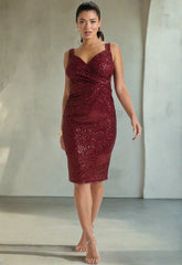 LBD Collection Burgundy Ruby Sequin Dress