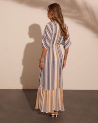 Paradise Glow Striped Kaftan Maxi Dress