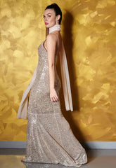 Revie London EXCLUSIVE Marilyn Gold Maxi Dress