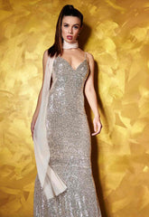 Revie London EXCLUSIVE Marilyn Gold Maxi Dress