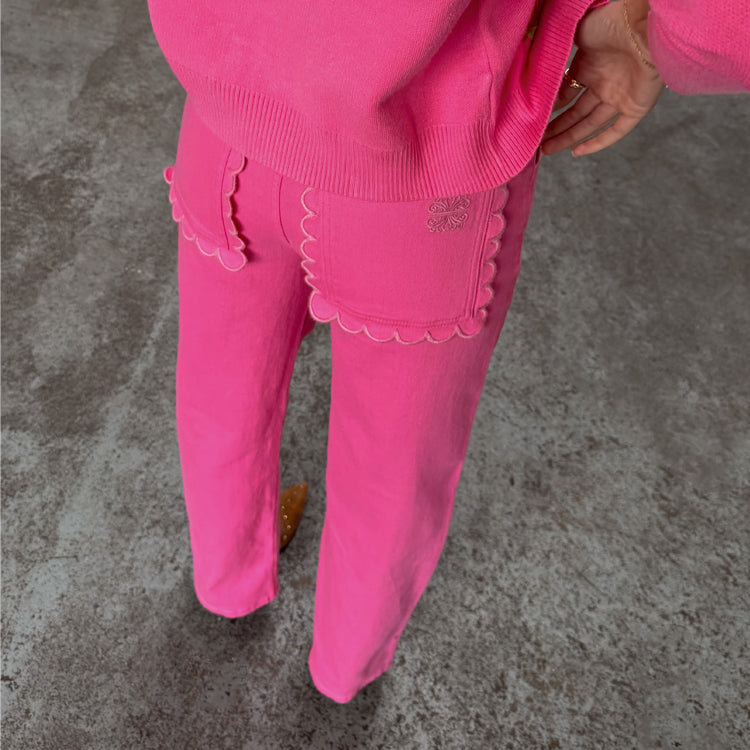 Pink Denim Scallop Detail Jeans