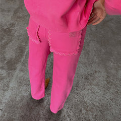 Pink Denim Scallop Detail Jeans