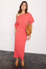 Coral Plisse Tilly Dress