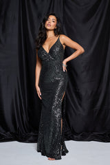 LBD Collection Gunmetal Hollywood Sequin Dress