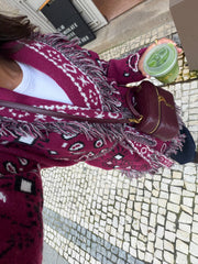 Bandana Long Jacket in Burgundy