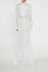 true Decadence Reyna White High-Neck Fishtail Maxi-Dress