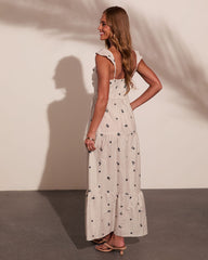 Days Muse Striped Embroidered Floral Maxi Dress