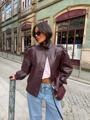 Oversized Structured Jacket in Burgundy