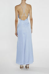 true Decadence Gigi Cornflower Blue Side-Split Halterneck Maxi-Dress
