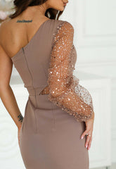 LBD Exclusive Beige After Dark Mini Dress