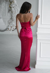 LBD Exclusive Cerise Camila Satin Maxi Dress