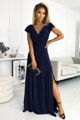 LBD Exclusive Blue Crystal Maxi Dress