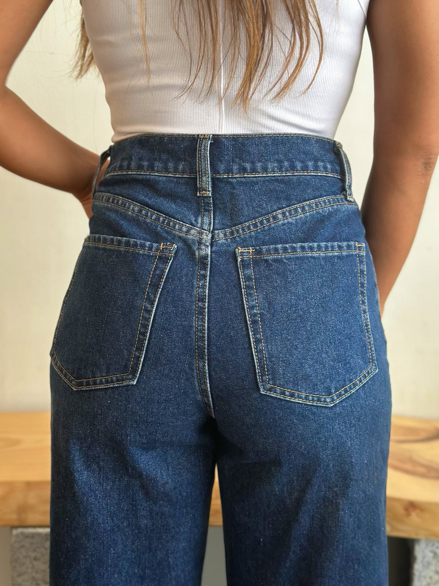 Dark Blue Wide Leg Jeans