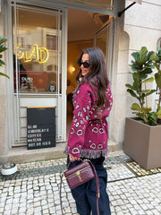 Bandana Long Jacket in Burgundy