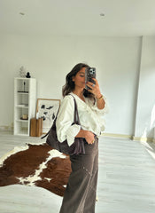Brown Studded Wide Pants