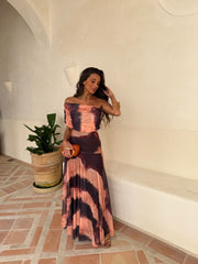 Toledo Dress in Orange and Brown Printed - Shipping from 27/04 to 04/05