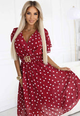 LBD Exclusive Burgundy Alice Polka Dot Dress