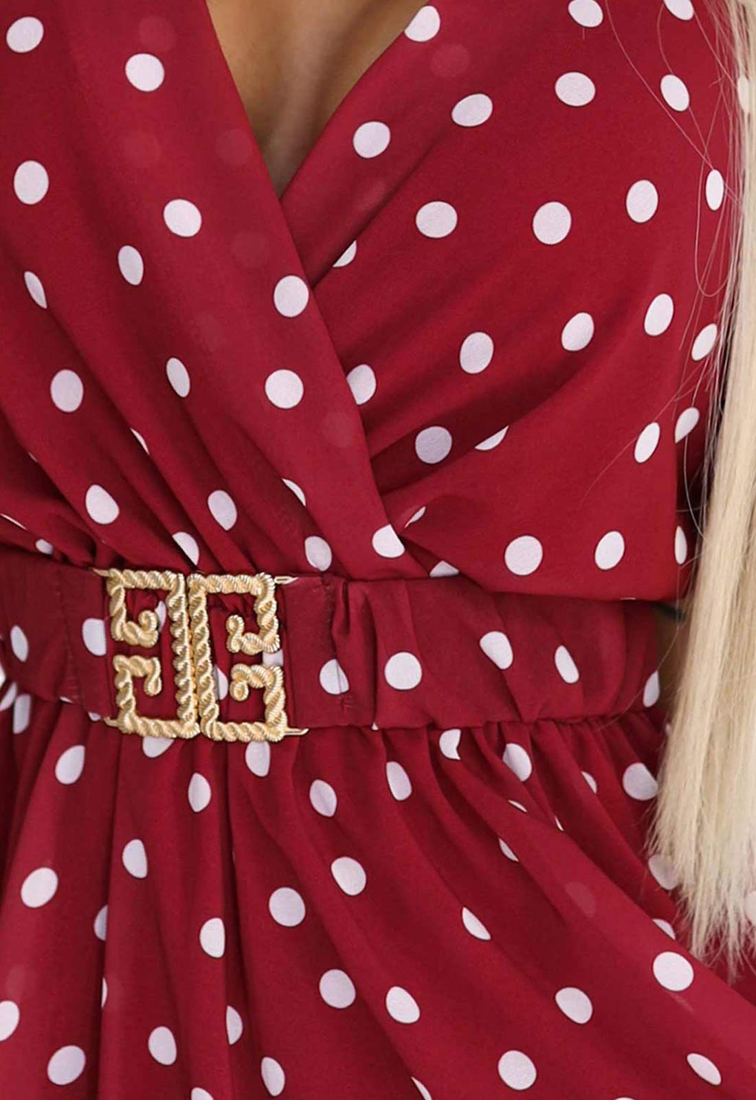 LBD Exclusive Burgundy Alice Polka Dot Dress