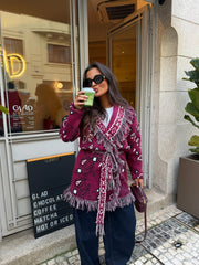 Bandana Long Jacket in Burgundy