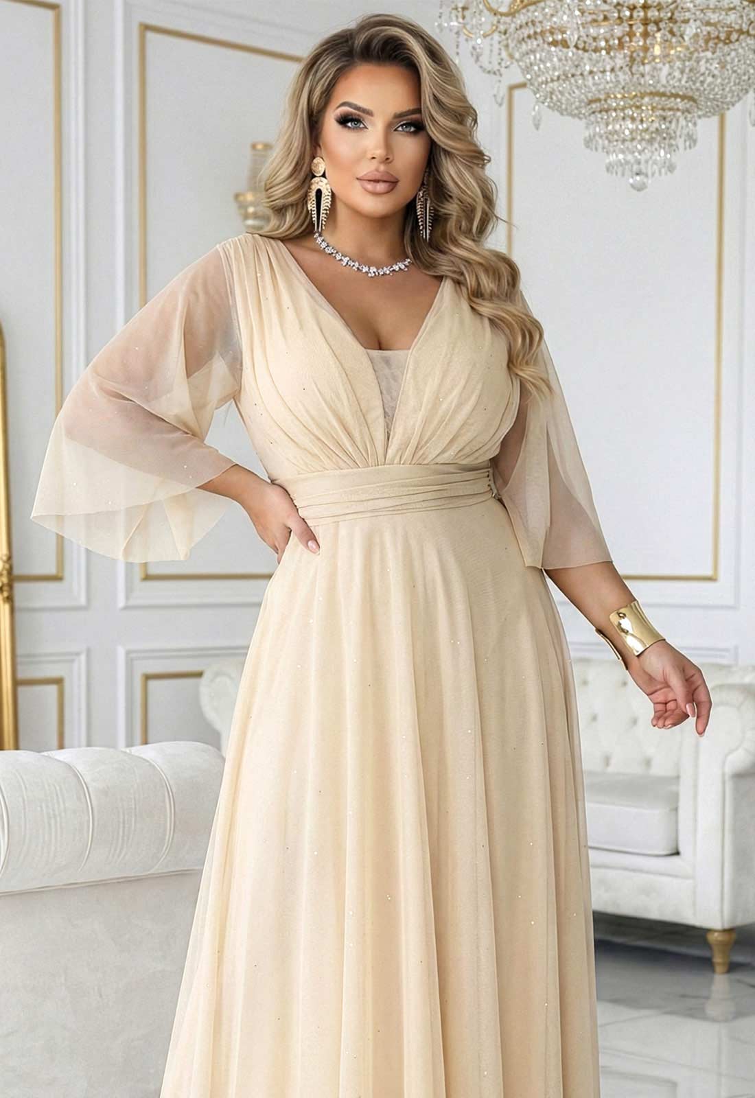 LBD Exclusive Beige Caitlin Plus Size Dress