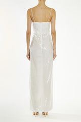 True Decadence White Crystal Split Maxi Dress