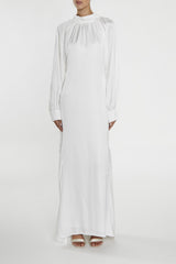 true Decadence Reyna White High-Neck Fishtail Maxi-Dress