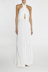 true Decadence Riley White Pleated Halterneck maxi-Dress