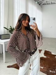 Polka Dot Blouse in Brown