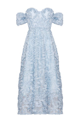 True Decadence Blue Amelia Blue Floral Bardot Skater Dress