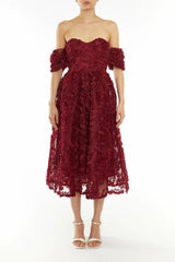 True Decadence Burgundy Amelia Bardot Dress