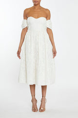 true Decadence Amelia Cream Jacquard Bardot Midaxi Skater Dress