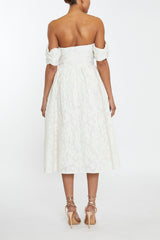 true Decadence Amelia Cream Jacquard Bardot Midaxi Skater Dress