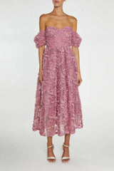 True Decadence Amelia Dusty Rose Bardot Bust Cup Midi Dress